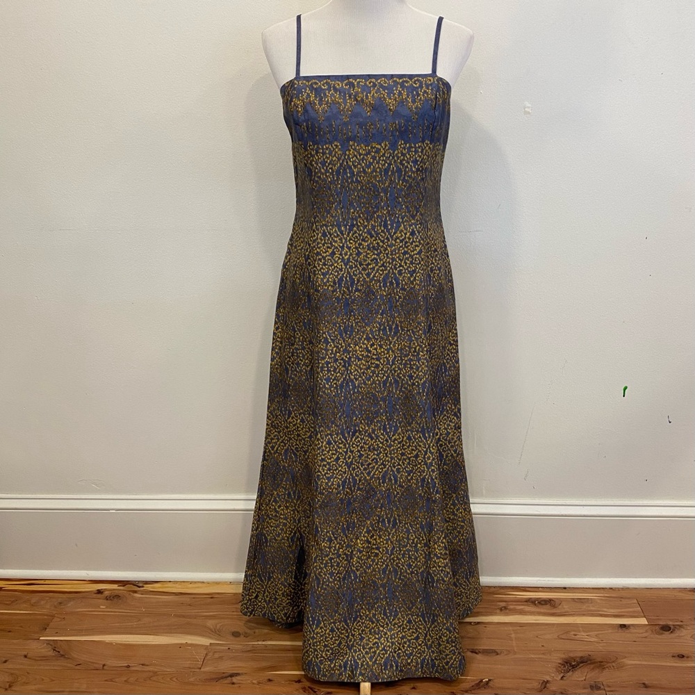 Peruvian Connection Spaghetti Strap Dress Blueish Purple Gold Size 8